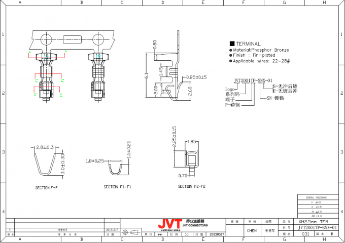 Alambre de JVT XHB2.5mm para subir a la asamblea de cable del arnés de cable del estilo de la encrespadura con los dispositivos de fijación seguros